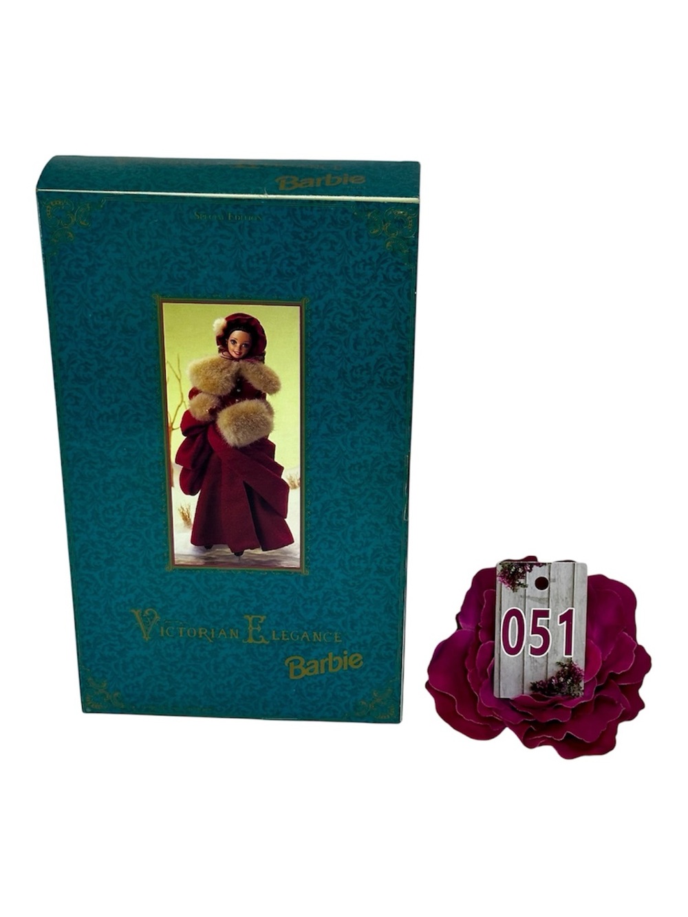 Vintage Mattel Barbie Victorian Elegance Doll in Burgundy with Fur Trim 1994